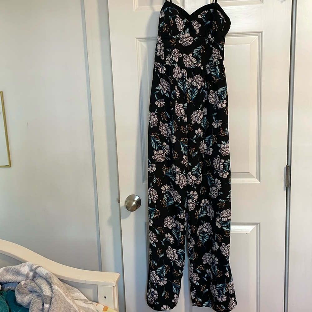 Black floral jumpsuit
